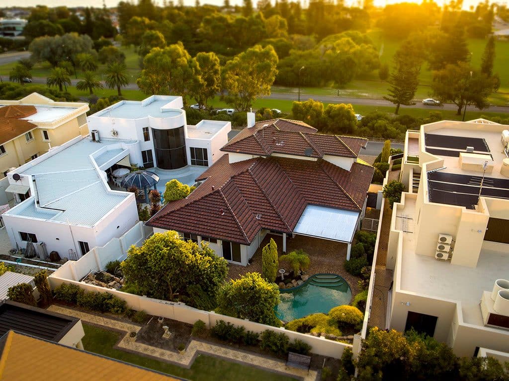 Oblique real estate aerial photograph